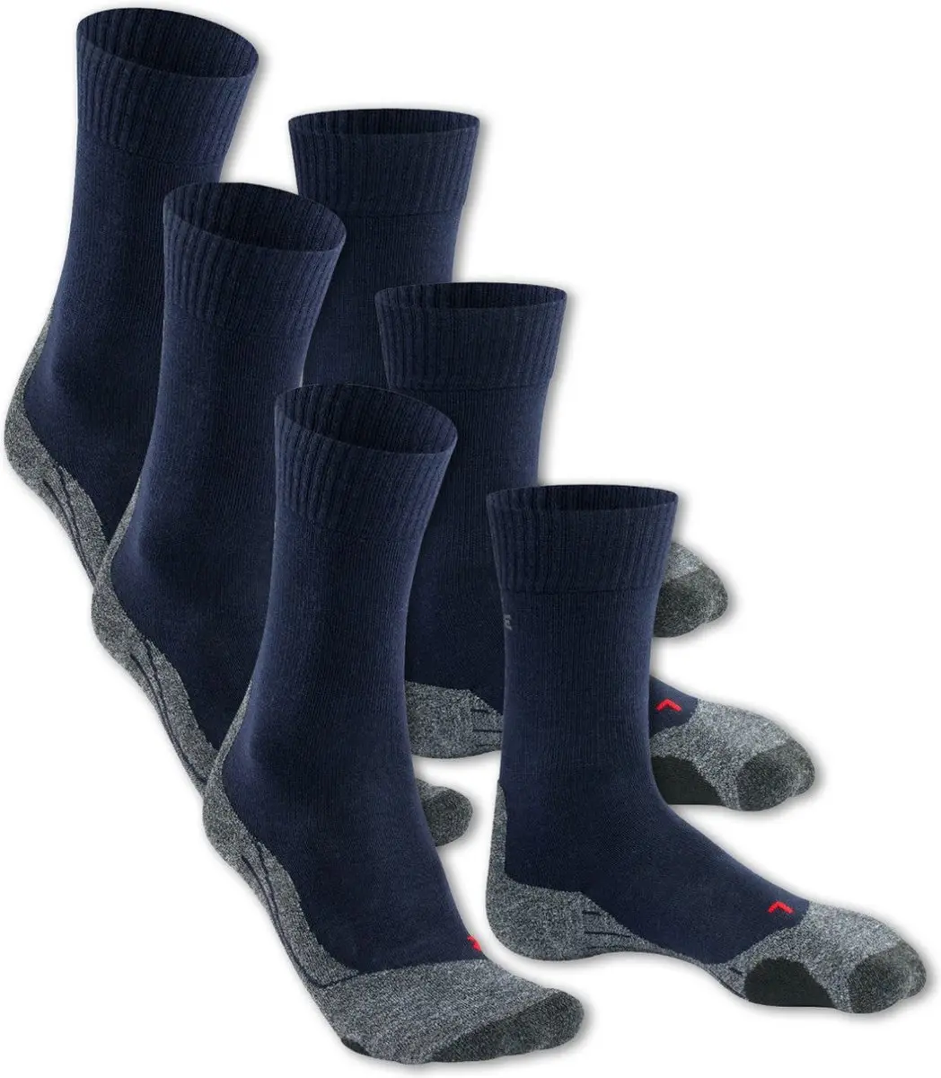 Bundel 3 paar Falke TK2 Wandelsokken Dames - Vochtregulerend - Anatomisch Vormgegeven - Ideaal Voor Transpirerende Voeten, marine 43-44