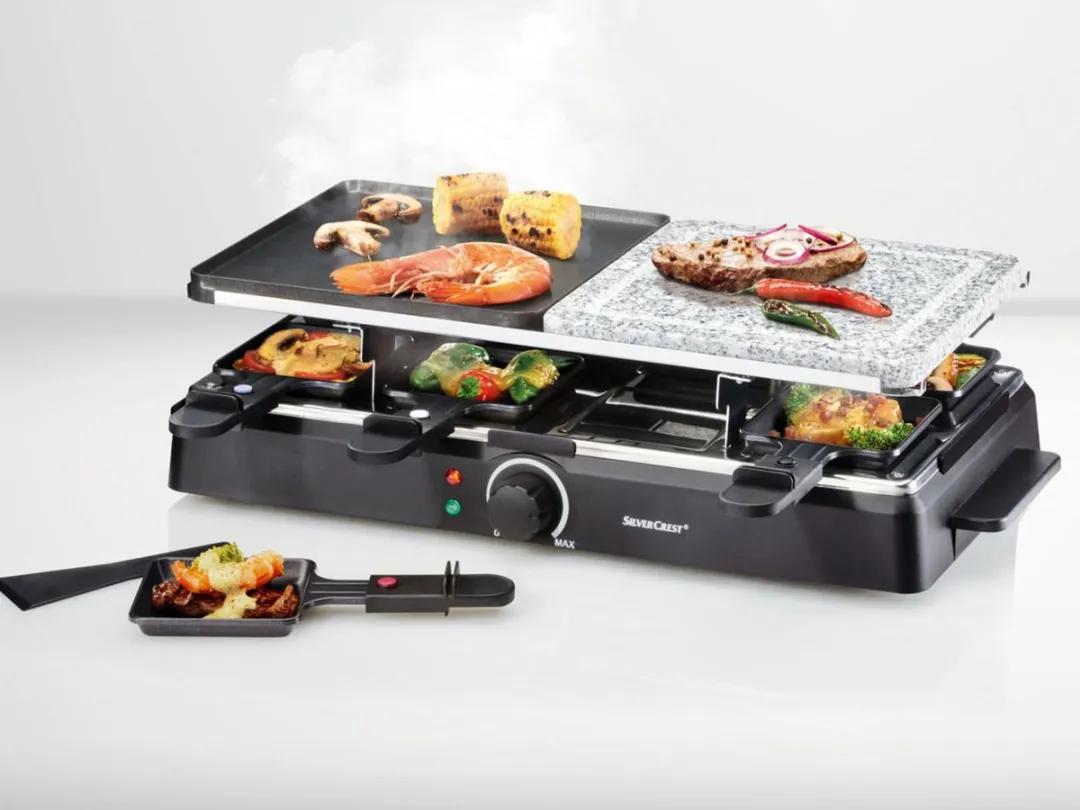 Silvercrest Raclette Grill 1300W - 8 Personen - Zwart
