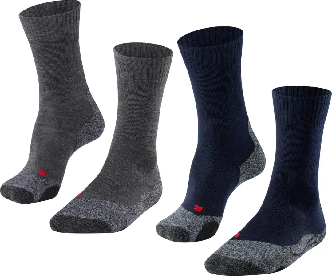 FALKE TK2 2-Pack Wandelsokken anti blaren, medium padding merinowol multipack sp