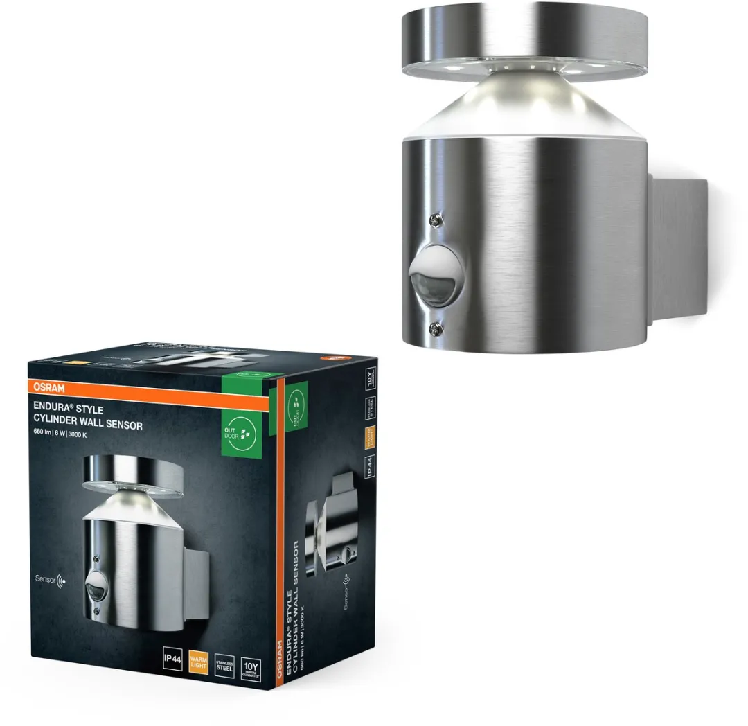 Osram Endura Style Cylinder Wandlamp 6W - 660lm - IP44 - Staal
