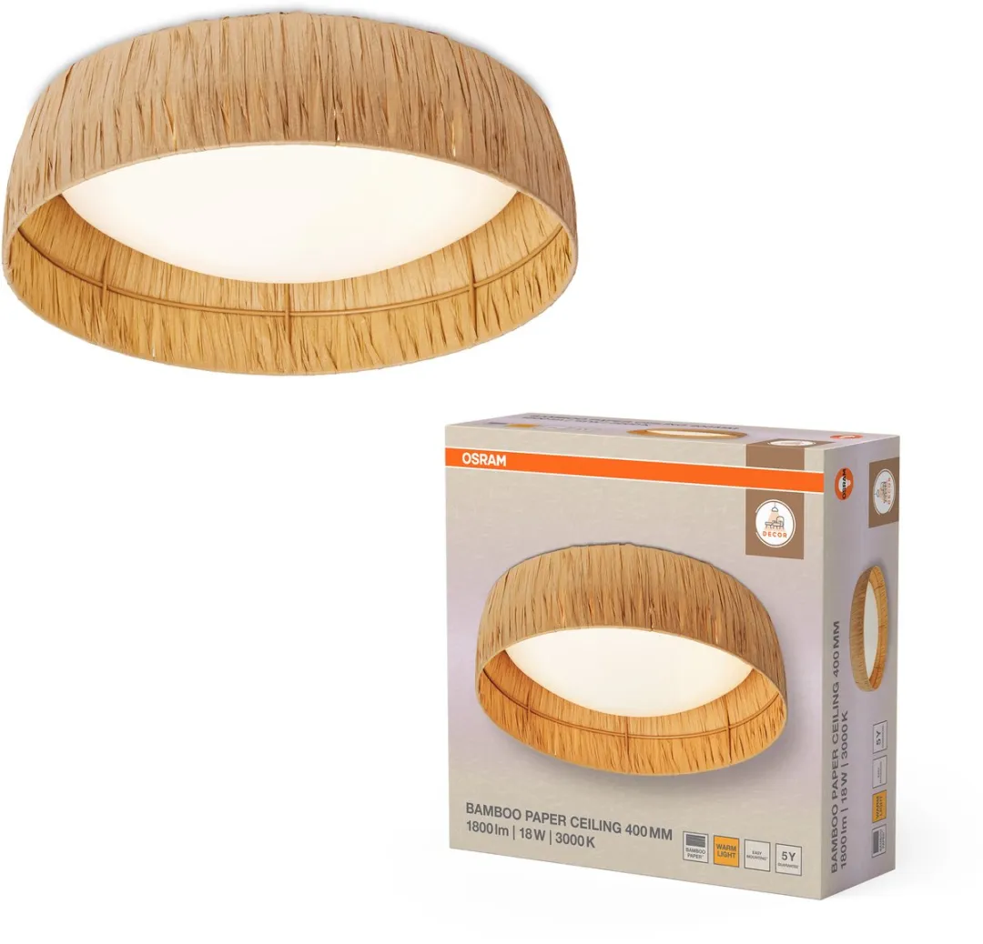 Osram Decor Bamboo Paper Ceiling 400 LED Plafondlamp 18W 750lm - Bruin