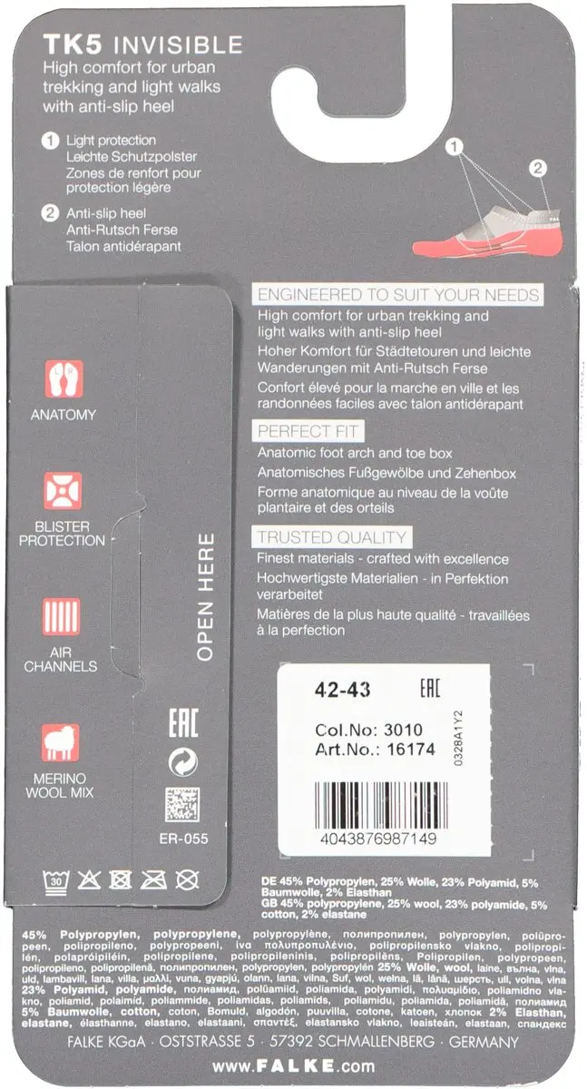 Falke TK5 Invisible Wandelsokken Heren - Zwart - 46-48 - afbeelding 3 van 6