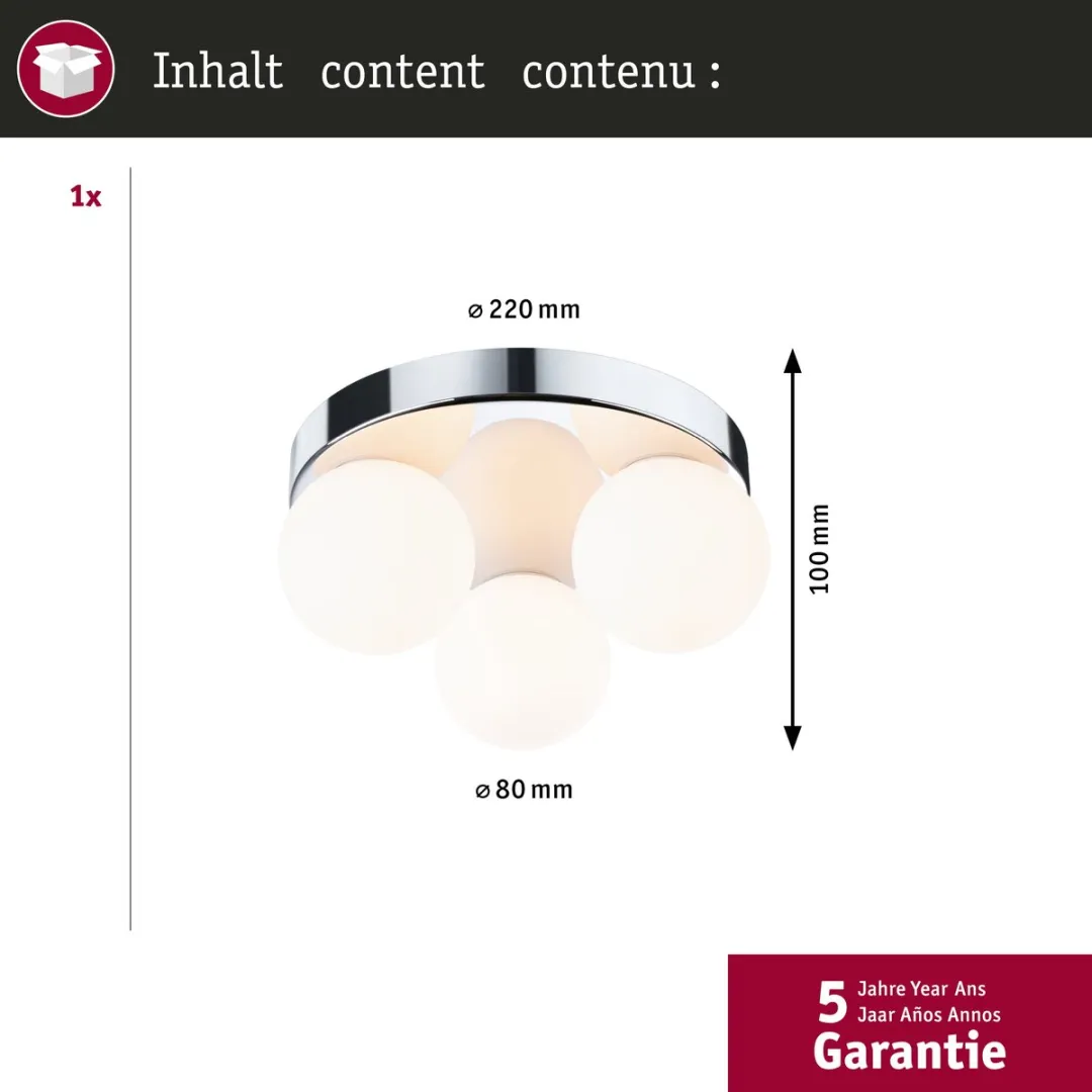 Paulmann Selection Bathroom Plafondlamp Gove IP44 - 3x20W - Chroom - afbeelding 6 van 6