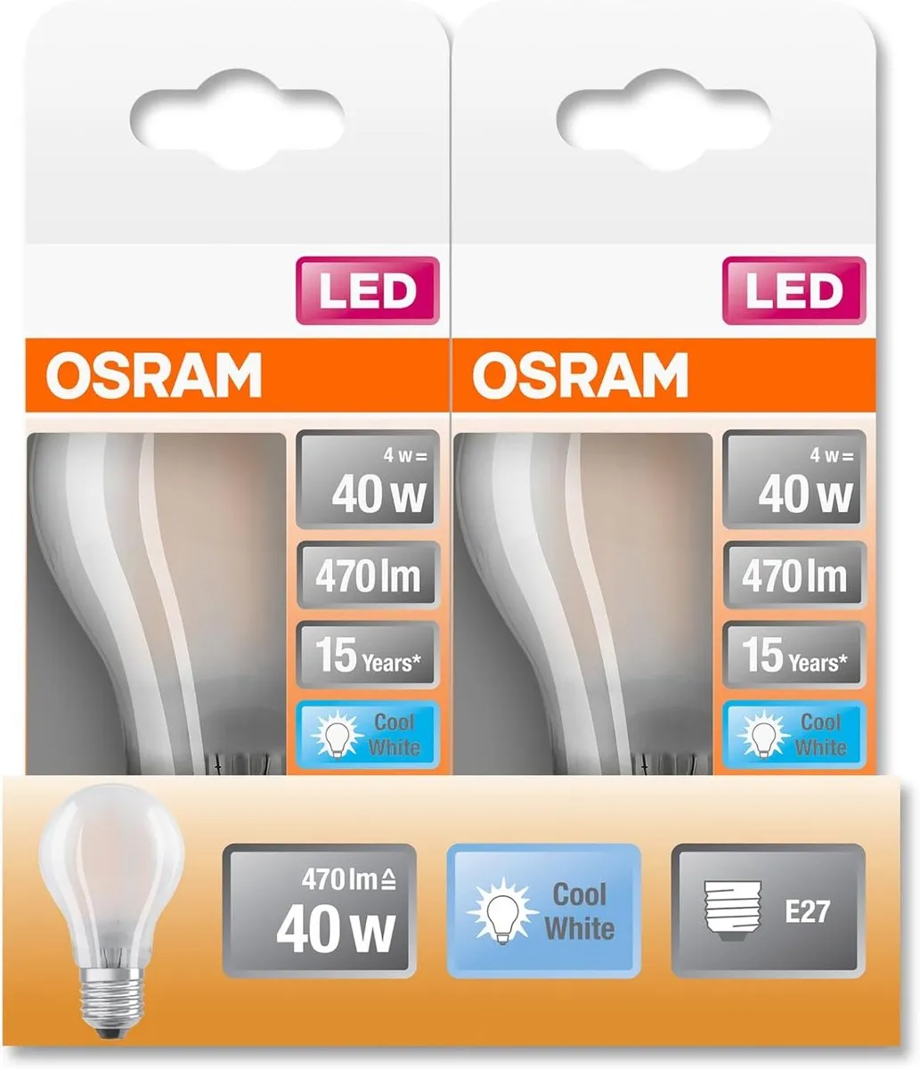 Osram LED-lamp E27 4W Koelwit - Mat Glas