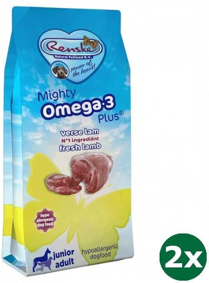 Renske Mighty Omega Plus Lam Hypoallergeen Hondenvoer 2x6,5kg