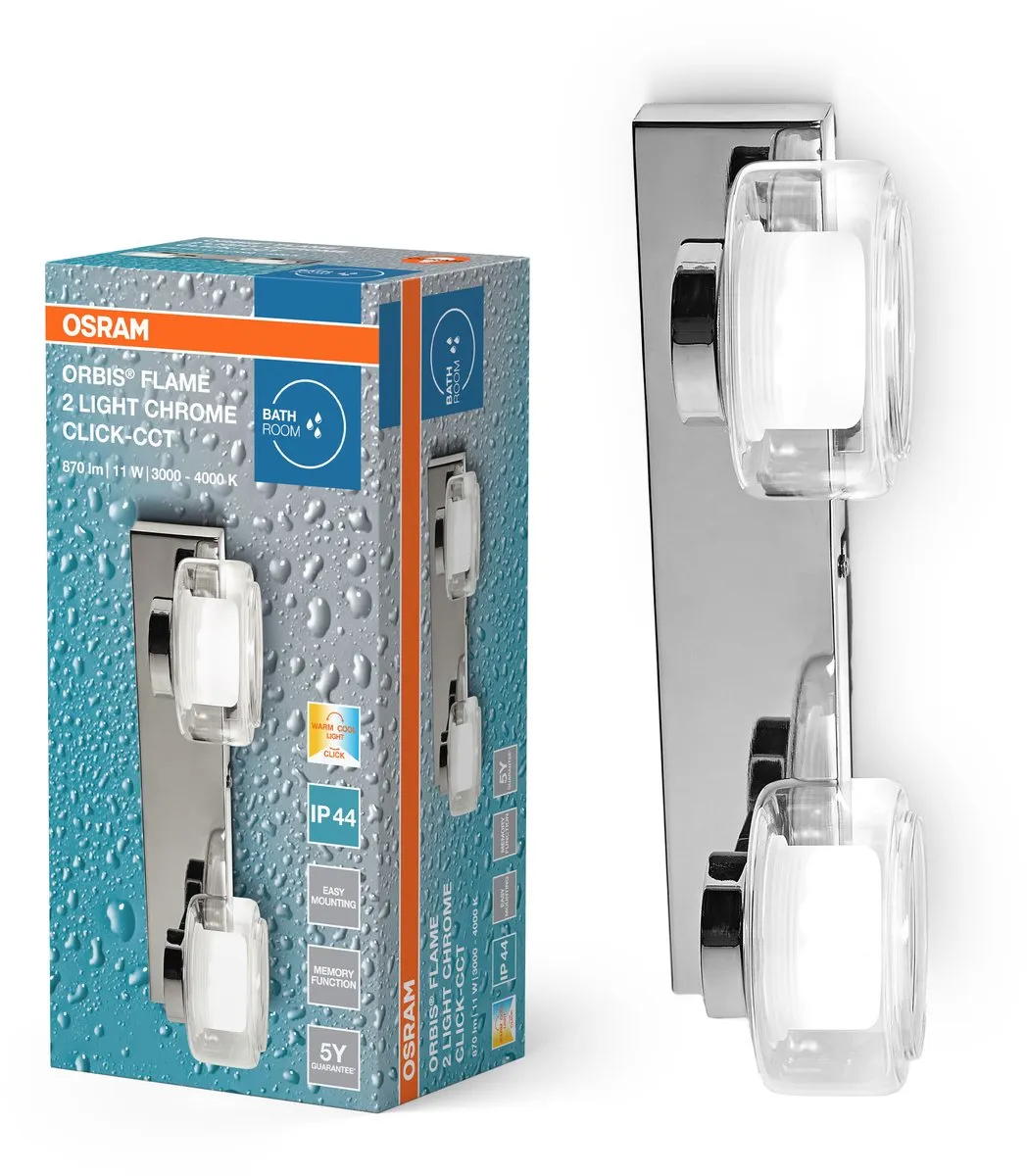 Osram Orbis Flame Wandlamp LED 11W 700lm - Chroom - Instelbare kleurtemperatuur