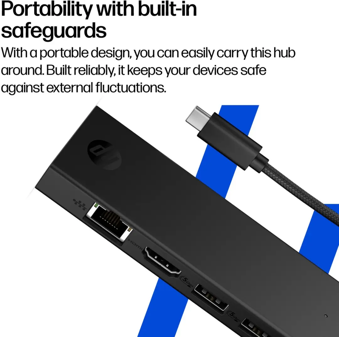 HP Portable USB-C 4K HDMI Hub BR1U0UT - Zwart - afbeelding 6 van 6