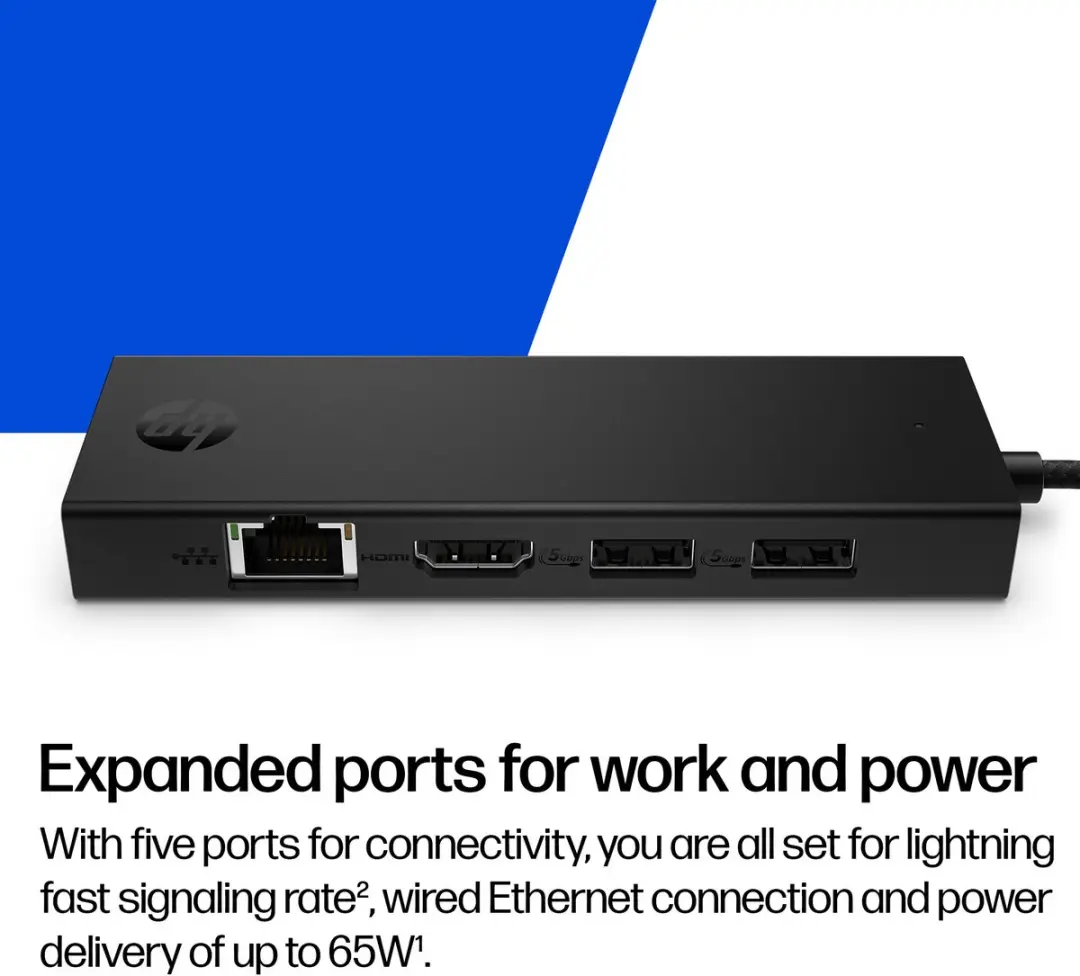HP Portable USB-C 4K HDMI Hub BR1U0UT - Zwart - afbeelding 3 van 6
