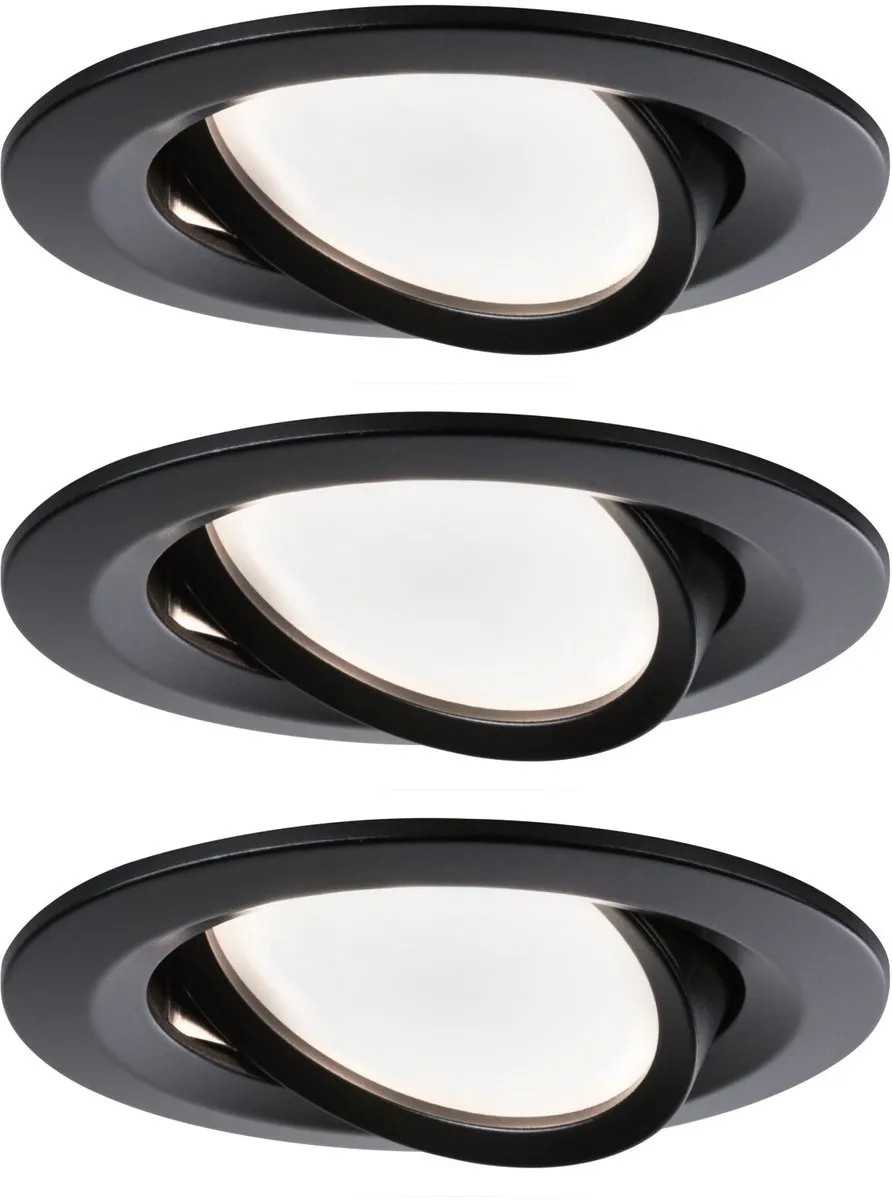 Paulmann Nova Coin LED-inbouwlamp 3x6W 470lm 2700K - Zwart mat