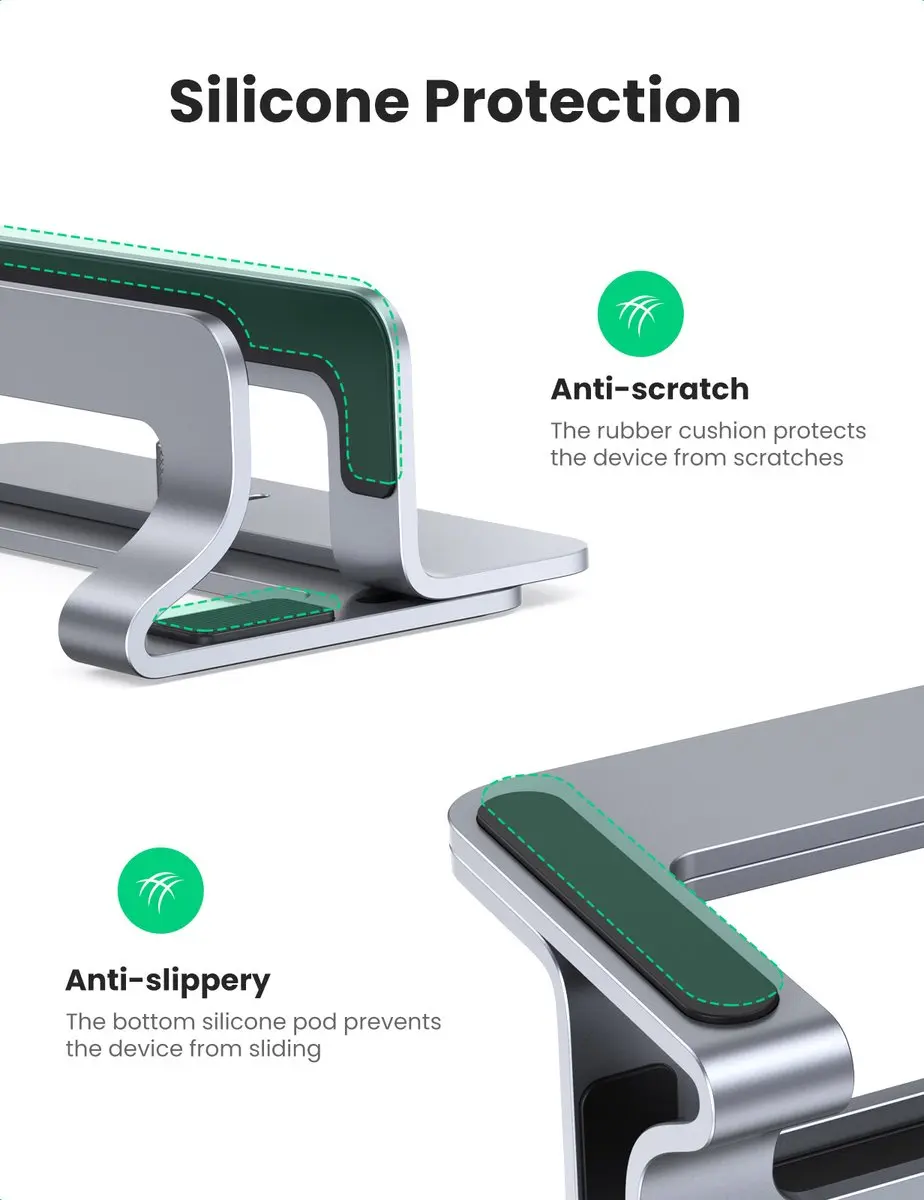 Ugreen LP258-20471 Verticale Laptopstandaard - Aluminium - Grijs - afbeelding 2 van 6