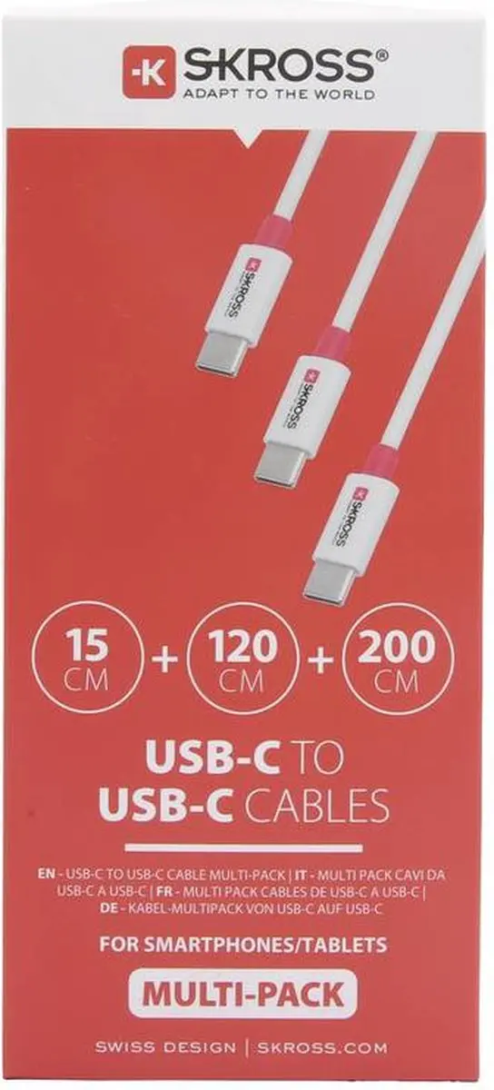 Skross USB-C naar USB-C Kabel SKCA0006C-CMULTICN - Wit - afbeelding 4 van 4