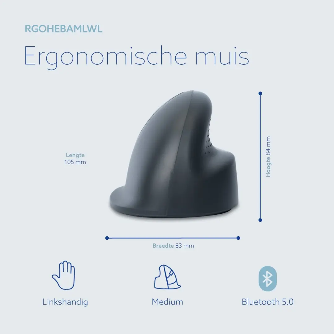 R-Go Tools HE Basic RGOHEBAMLWL Verticale Muis Links - afbeelding 3 van 6