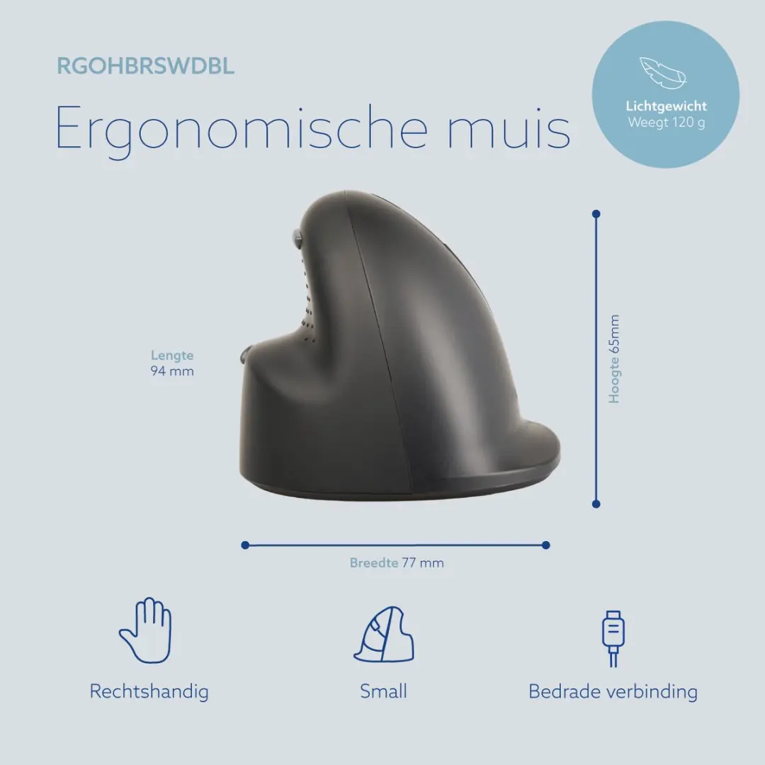 R-Go Tools HE Break RGOHBRSWDBL Ergonomische Muis - Zwart - afbeelding 4 van 6