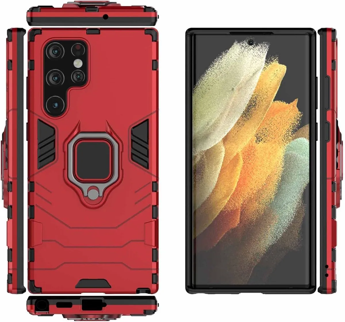 Samsung Galaxy S22 Ultra Ringhouder - 360° Draaibaar - Rood
