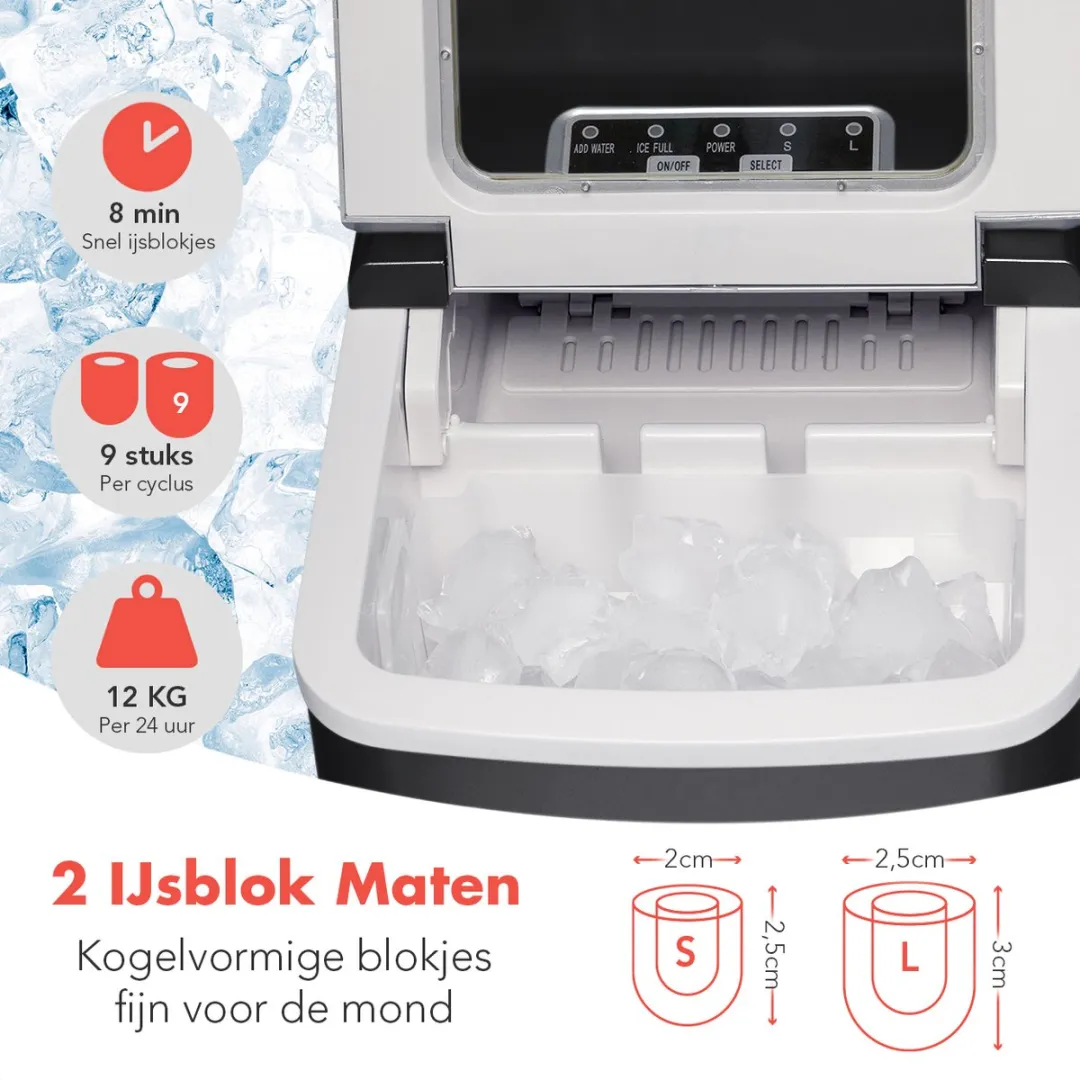 KitchenBrothers KB719 IJsblokjesmachine 12kg/24u - Zwart