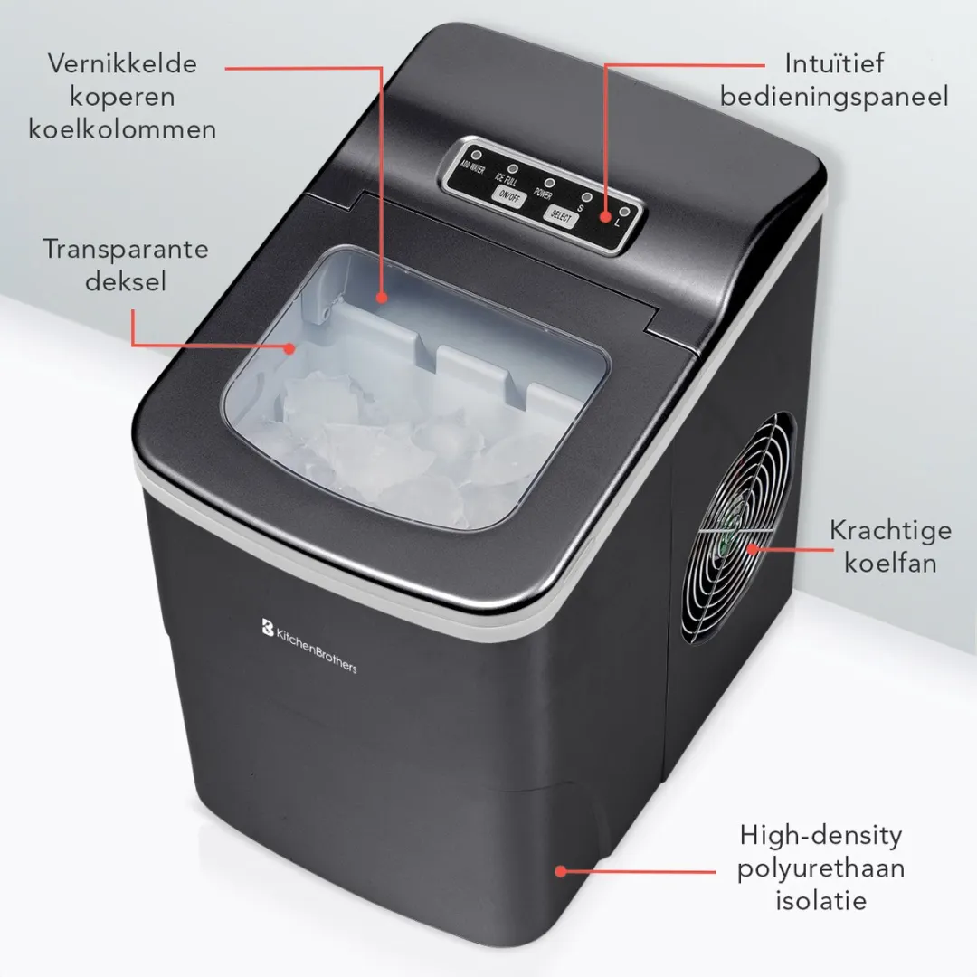KitchenBrothers KB719 IJsblokjesmachine 12kg/24u - Zwart