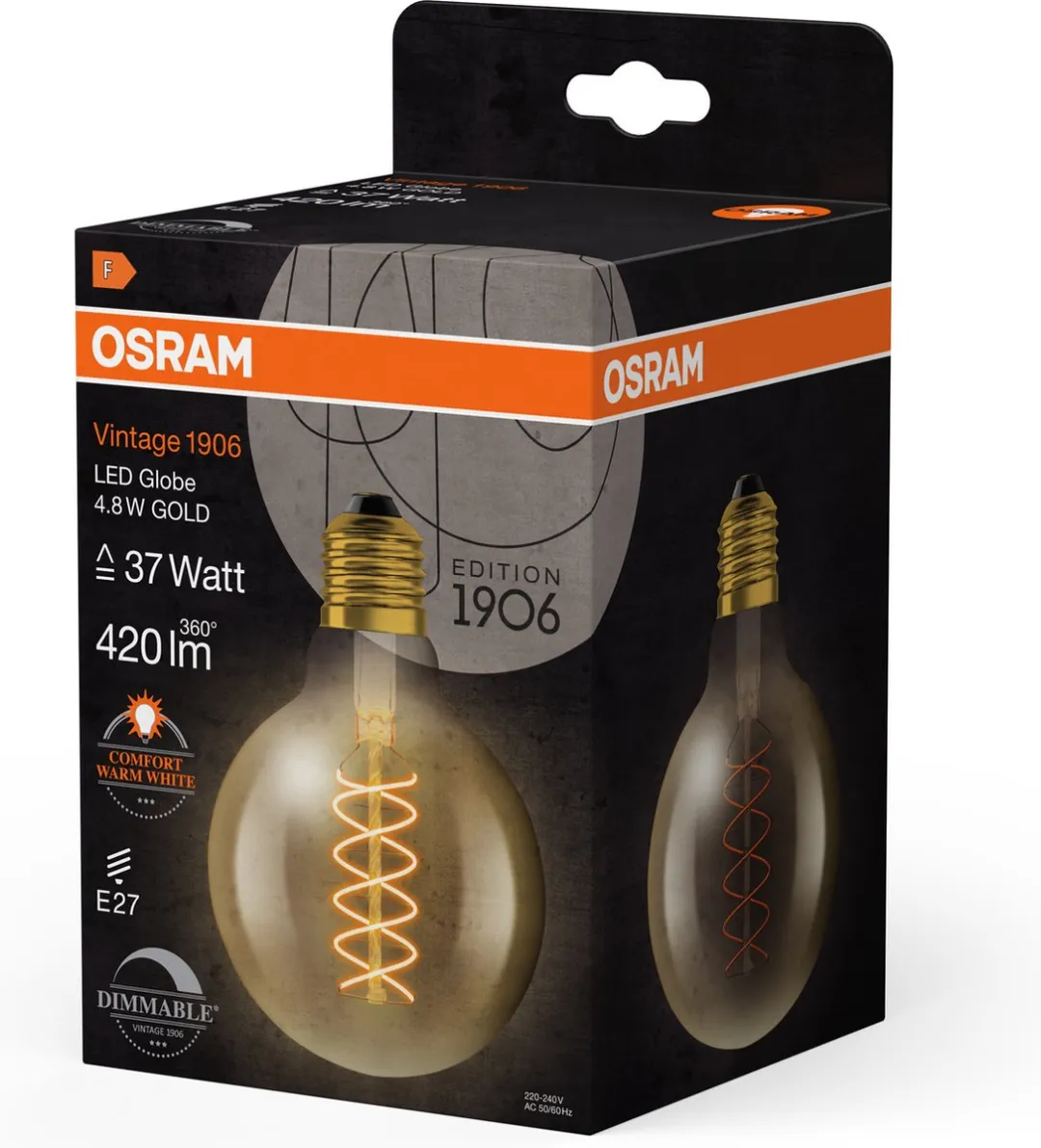 Osram LED Globe E27 4.8W Warmwit - 2200K - Ø95mm - afbeelding 3 van 6
