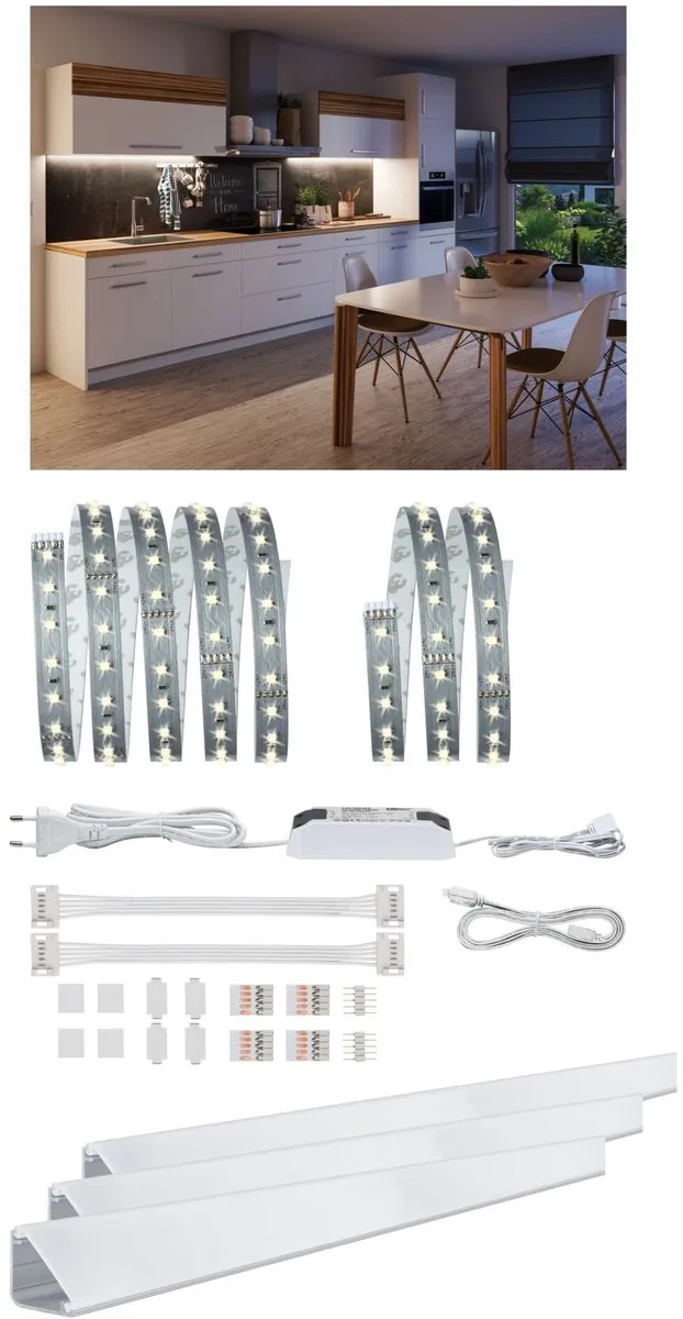 Paulmann MaxLED 500 Set Keukenwandmeubel 1,5m 9W - 550lm/m - Zilver - afbeelding 6 van 6
