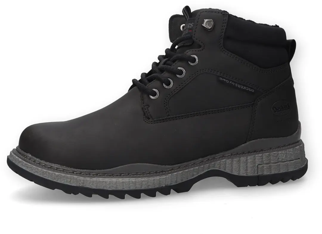 Dockers heren enkellaarsjes met voering en vetersluiting 57AL102-650100 zwart