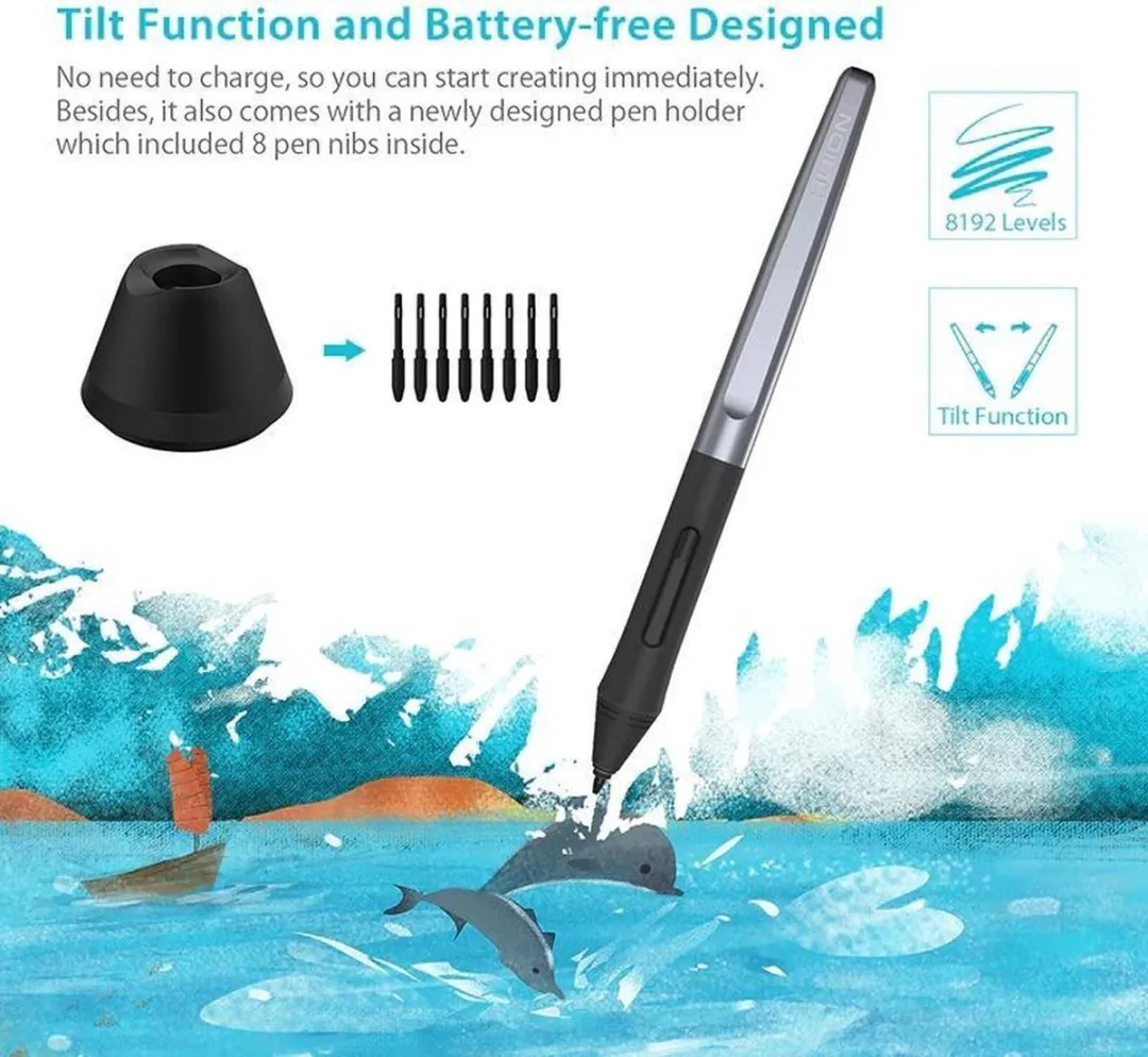 Huion® H610 Pro V2 Tekentablet - 8192 niveaus - Drawing tablet - Tilt control - Grafische tablet - 266PPS + 5080LPI - Rechts- en linkshandig