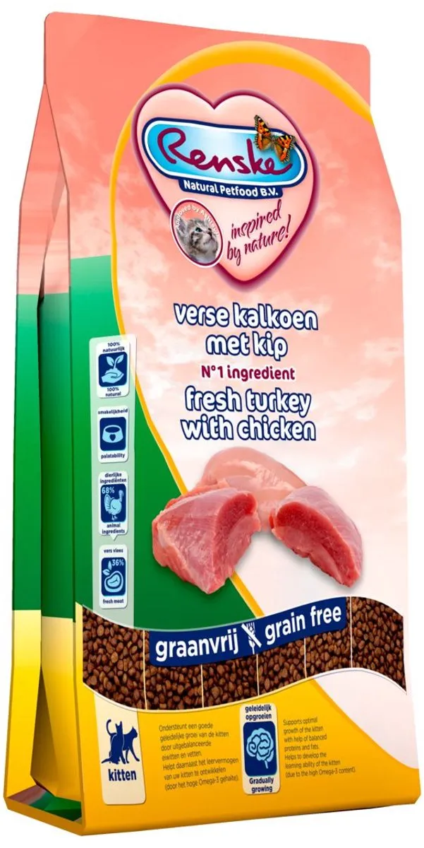 Renske Kitten Verse Kalkoen & Kip 400g - 2 Stuks