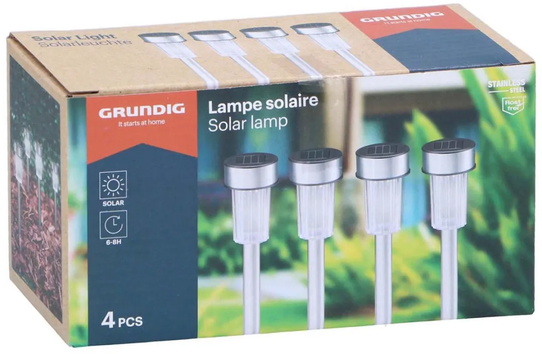 Grundig Solar Tuinlamp Set 4 Stuks - Kleurveranderend - IP44 Zilver