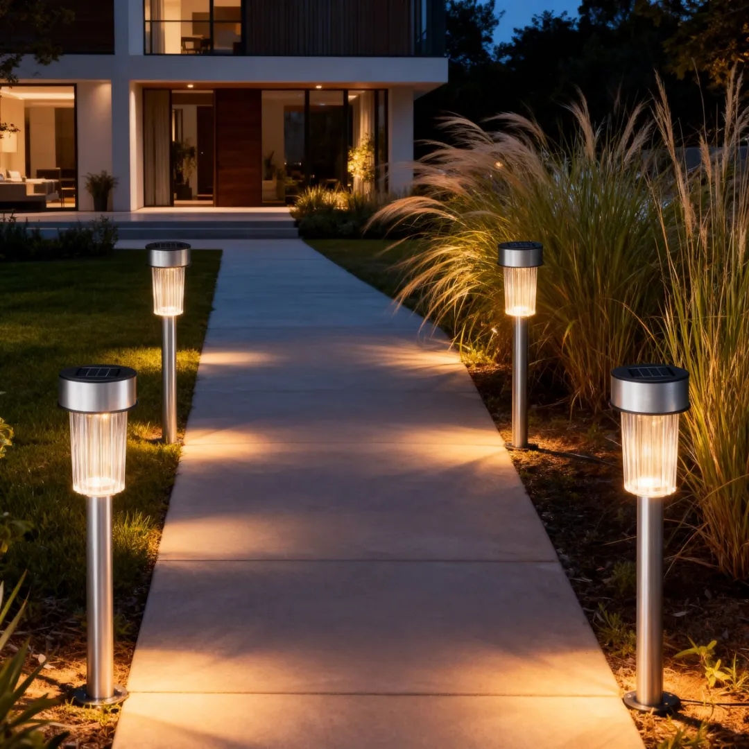 Grundig Solar Tuinlamp Set 4 Stuks - Kleurveranderend - IP44 Zilver