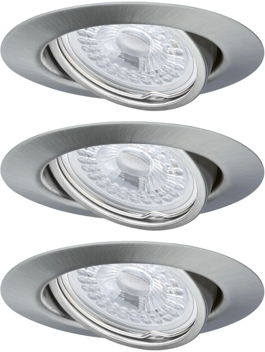 Paulmann LED-inbouwlamp 3-Step-Dim Basisset 3x5W 350lm 90mm - Staal geborsteld