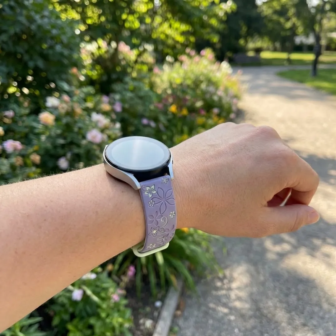 NUVEX Silicone Horlogeband 20mm - Lavendel & Limoen - Bloemenpatroon