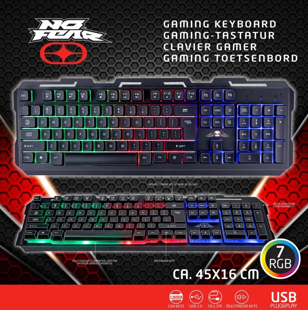 Grundig No Fear Gaming Toetsenbord - 104 Tasten - RGB - Zwart