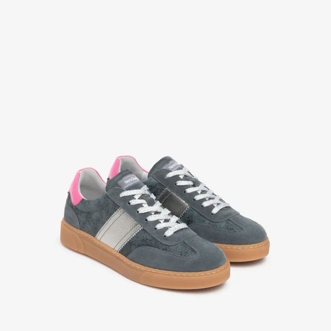 Sneaker Nerogiardini Velour Luxury Serena Sunrise Staal Nappa Pandora