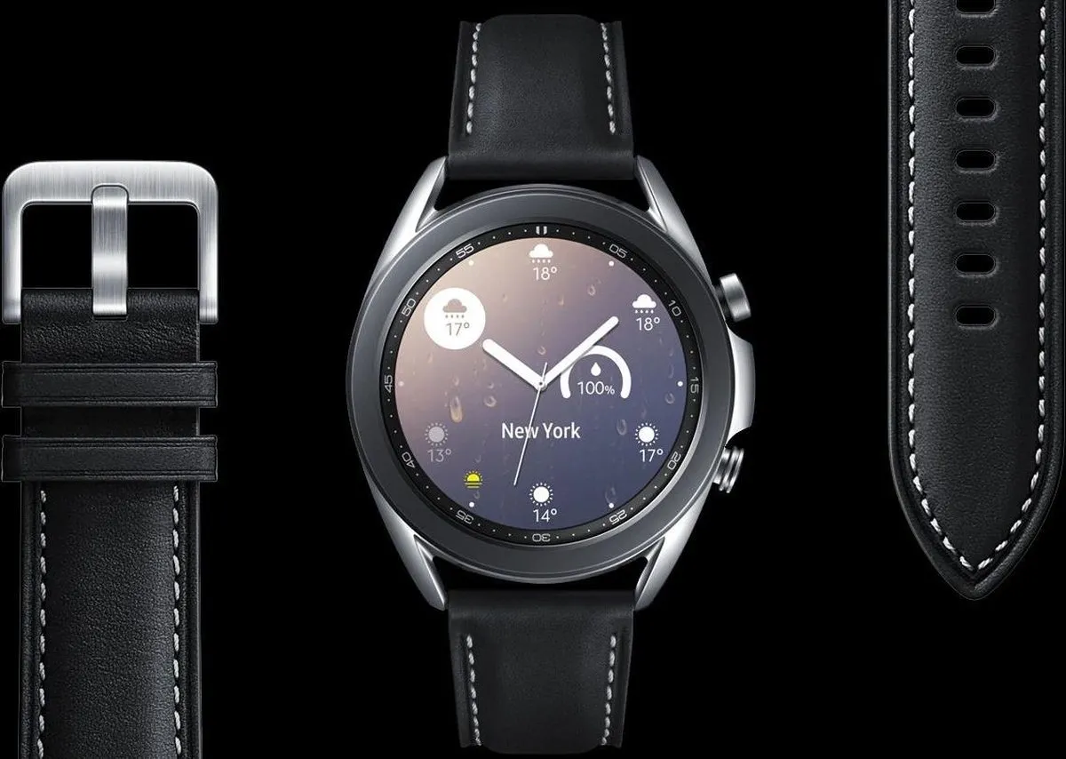 Samsung Lederen Armband Galaxy Watch 3 41mm - Zwart