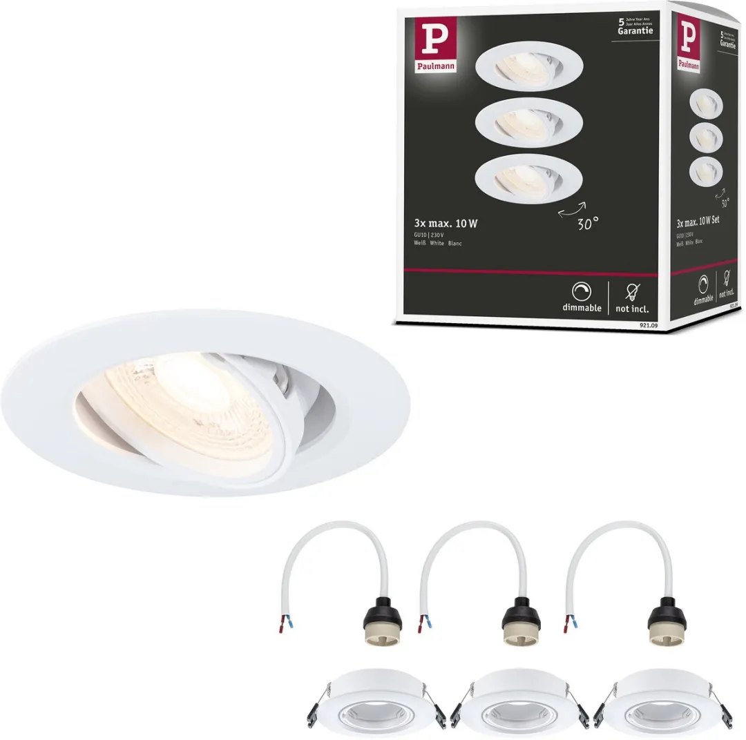 Paulmann Inbouwlamp Set 3x GU10 10W Wit