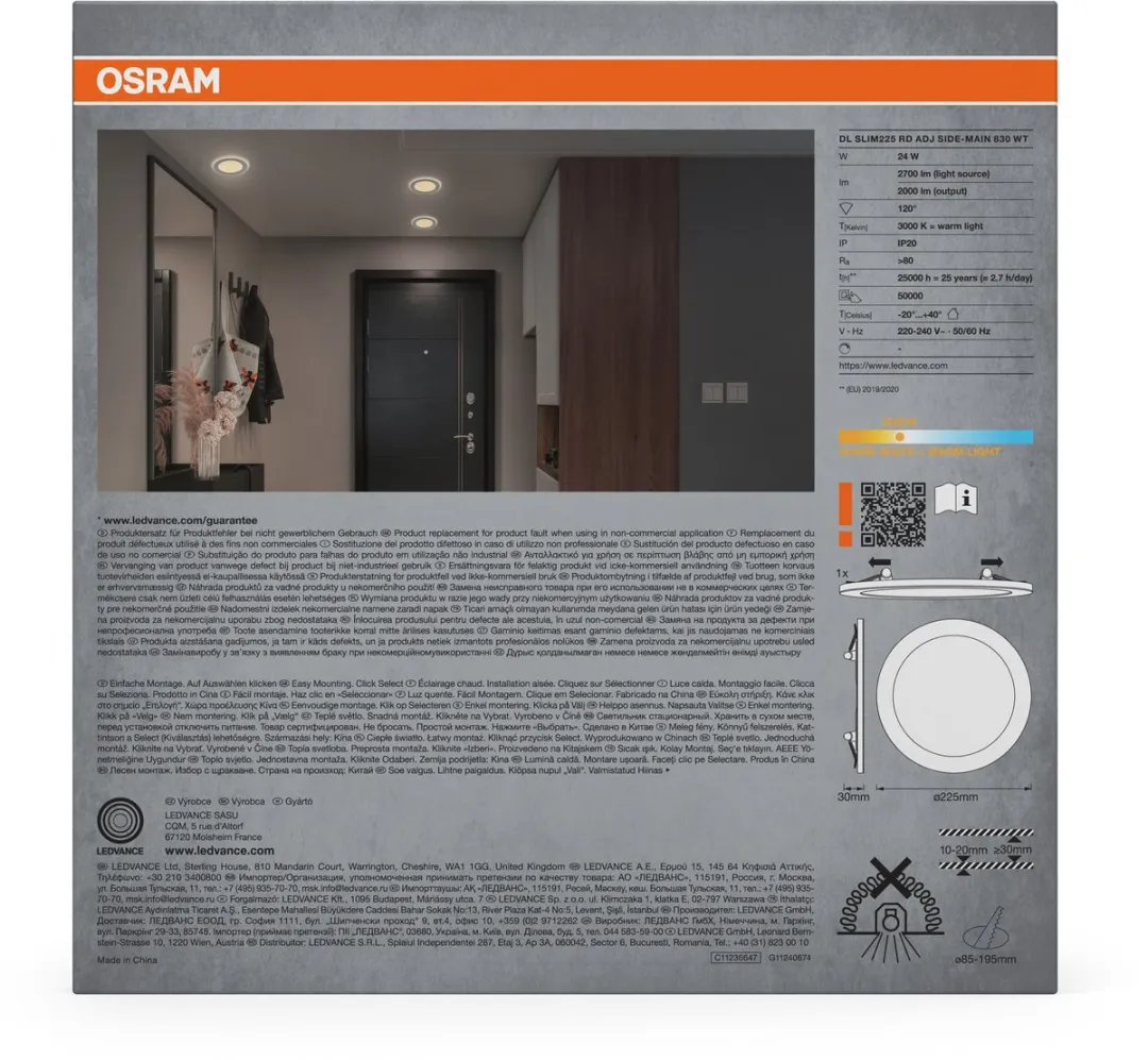 Osram Essential LED Downlight 225mm 24W Warm Wit