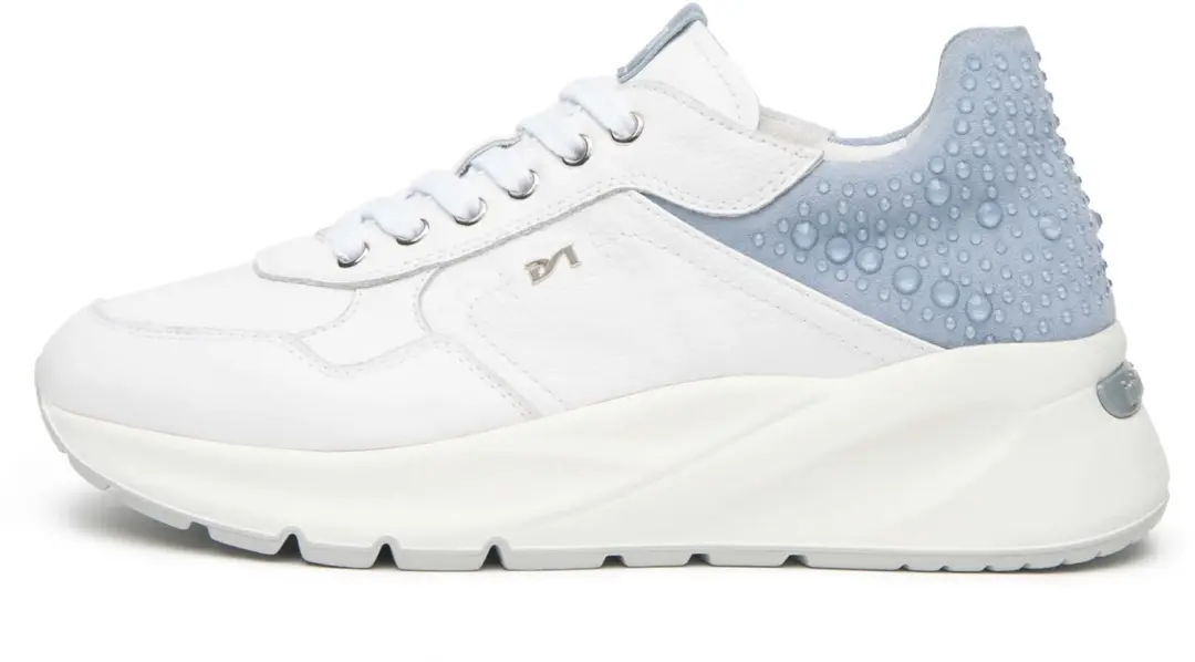 Nerogiardini Cile Bianco Velour Fiordaliso Nappa Lux Celeste 21 Sneaker