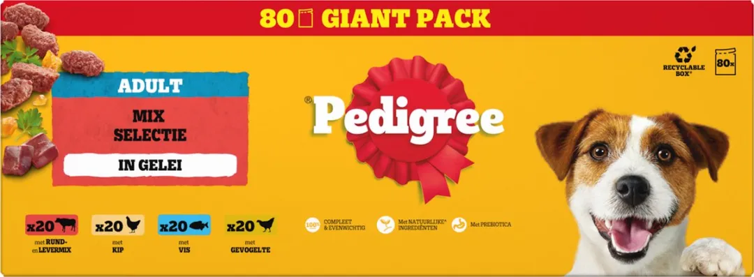 Pedigree Mix Selectie in Gelei Hondenvoer - 80x100g