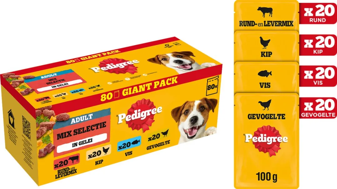 Pedigree Mix Selectie in Gelei Hondenvoer