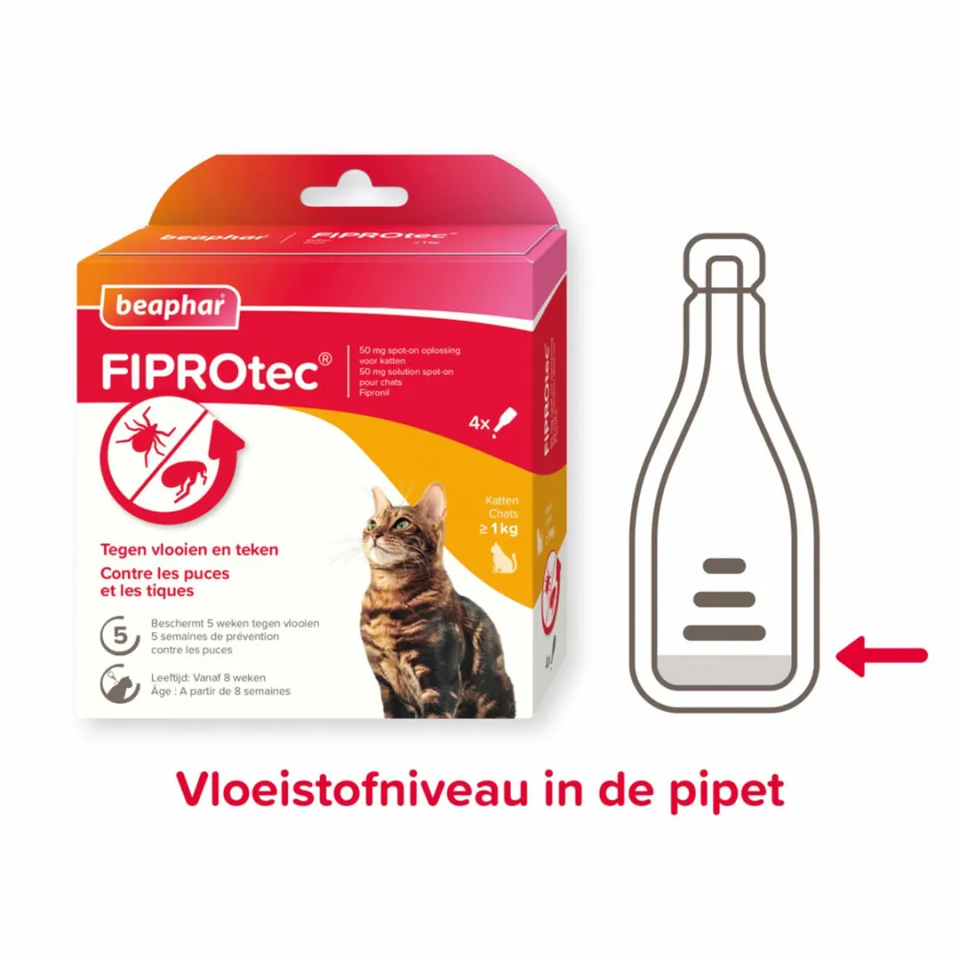 Beaphar Fiprotec Anti Vlooiendruppels Kat - 8 Stuks