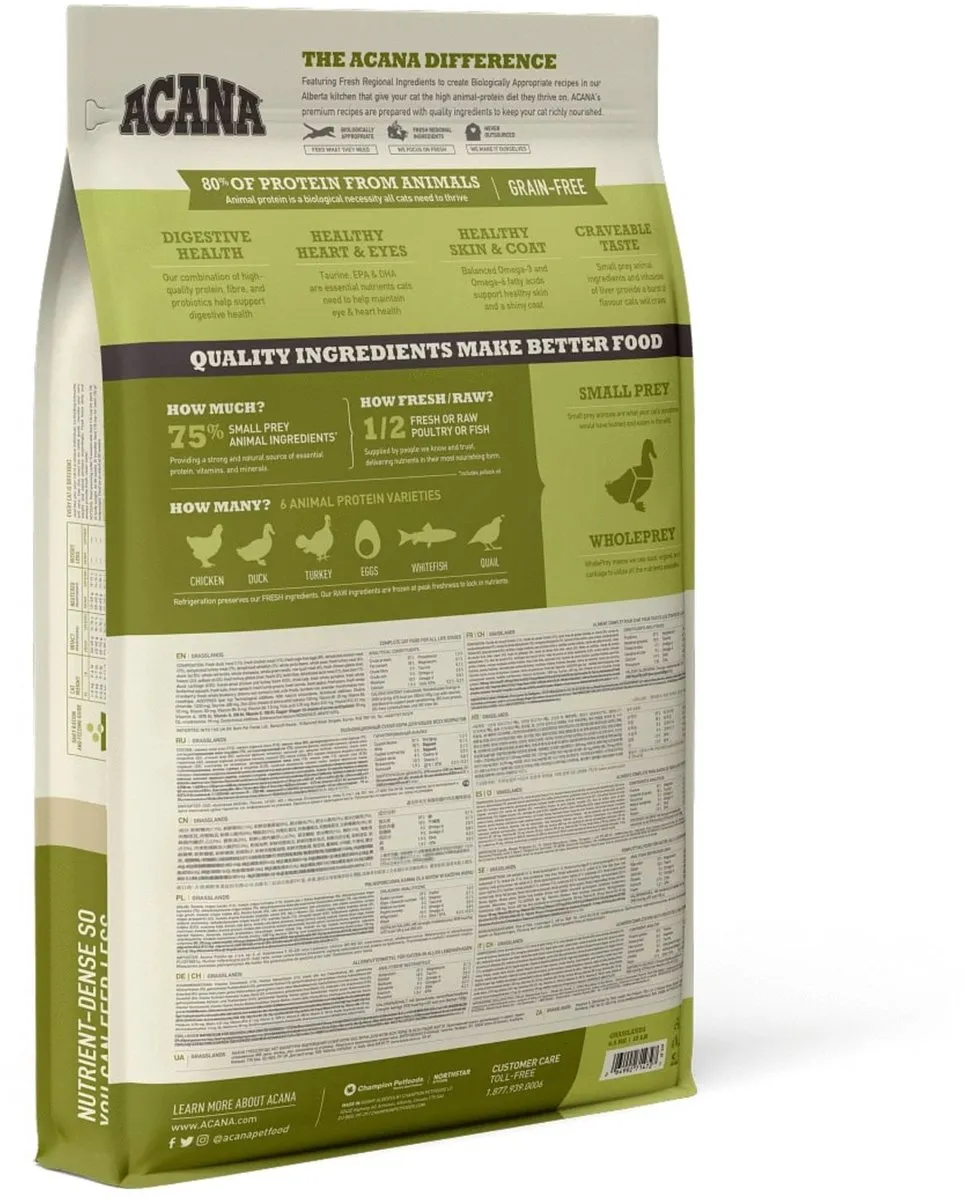 Acana Cat Grasslands Lam & Eend & Witvis Kattenvoer 4.5kg