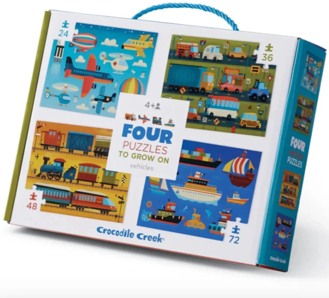 Crocodile Creek Voertuigen Puzzels - 4 Stuks Multi Color