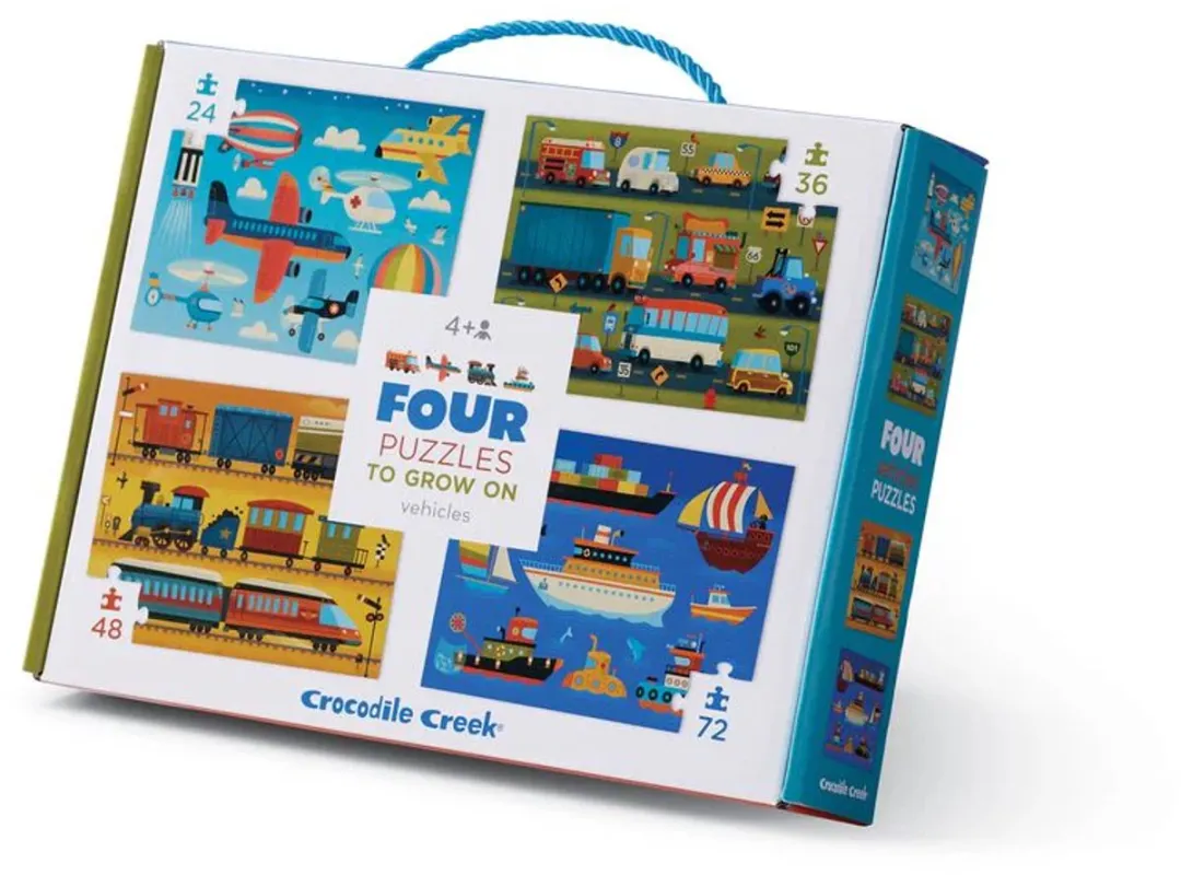 Crocodile Creek Voertuigen Puzzels - 4 Stuks Multi Color