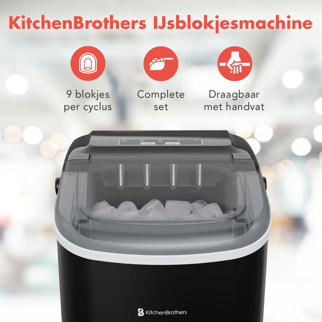 KitchenBrothers KB757 IJsblokjesmachine 12kg/24u - Zwart