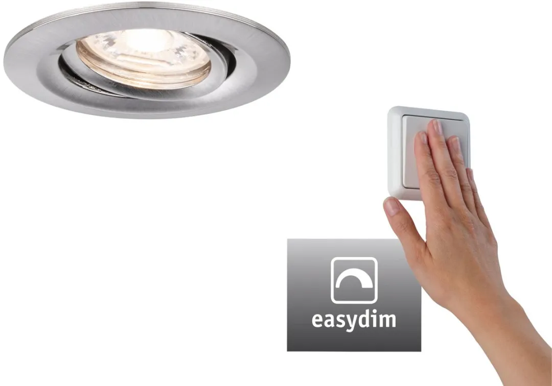 Paulmann LED-inbouwlamp Easy Dim Nova Mini Plus Coin 4,2W - 300lm - 2700K - Staal geborsteld