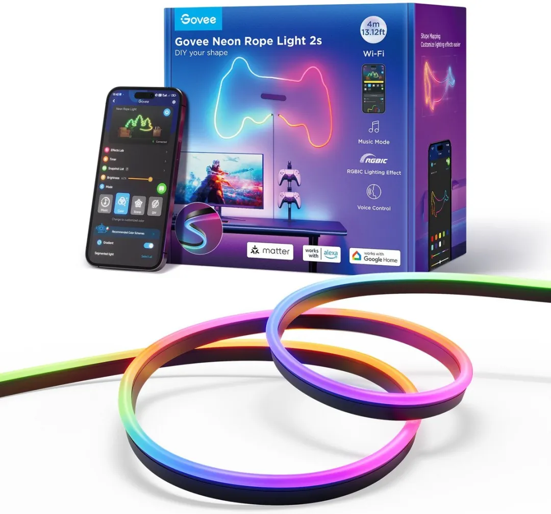 Govee Neon Rope Light 2S Black - 4m