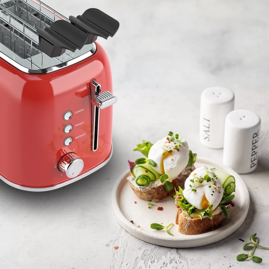 KitchenBrothers KB4076 Broodrooster Tosti-ijzer 870W - Rood