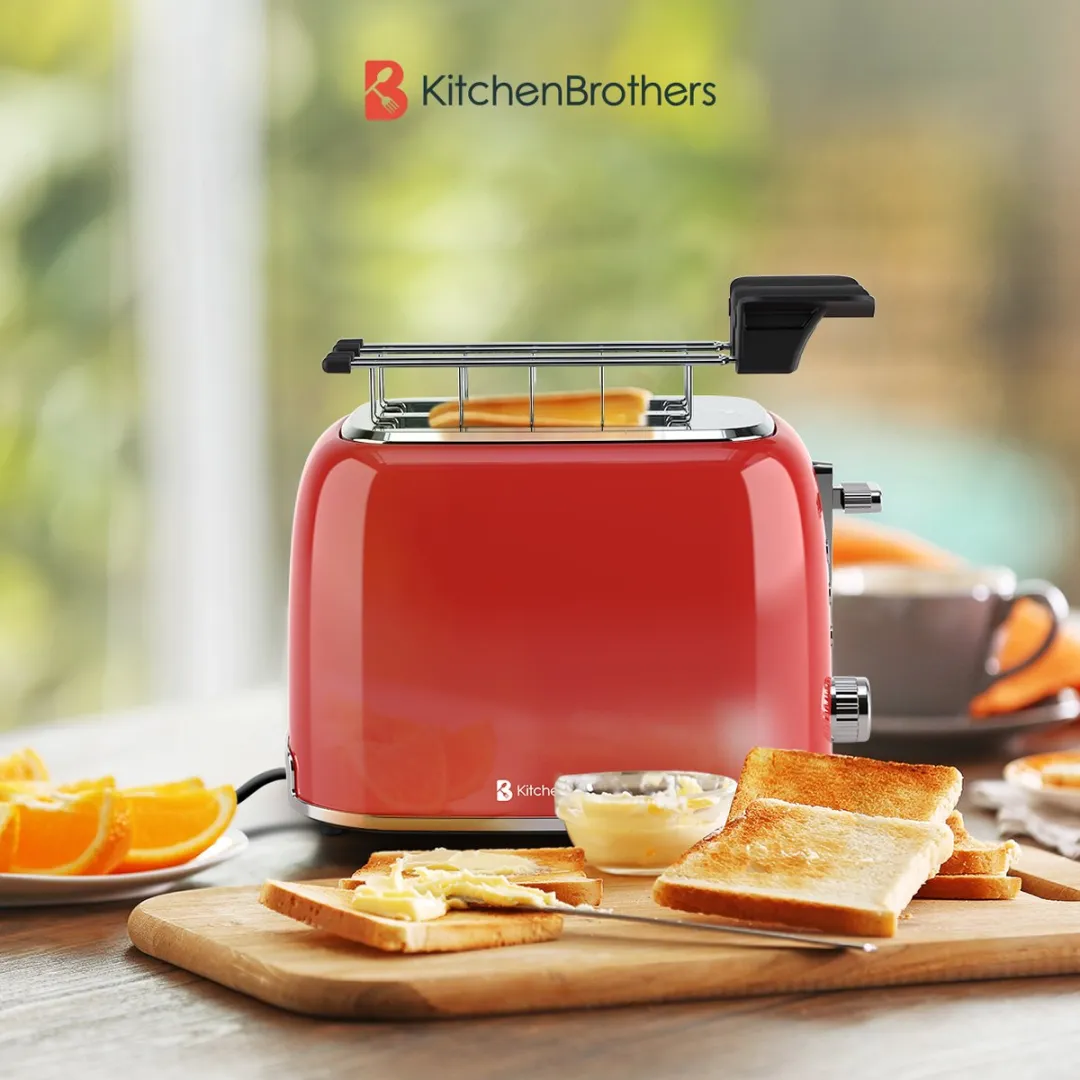 KitchenBrothers KB4076 Broodrooster Tosti-ijzer 870W - Rood