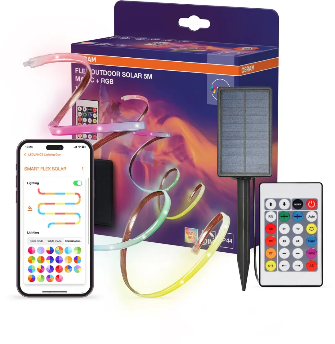 Osram Flex Outdoor Solar LED-strips 5m - RGB - IP44 - Zonnepaneel
