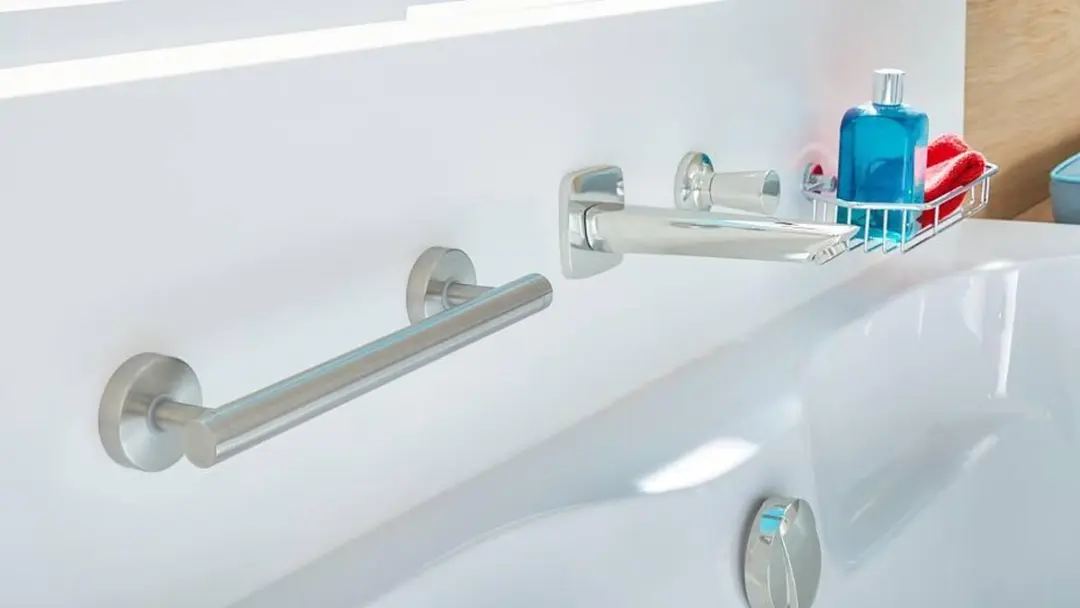 Tesa Draad handgreep voor de badkamer, geborsteld roestvrij staal, zelfklevend