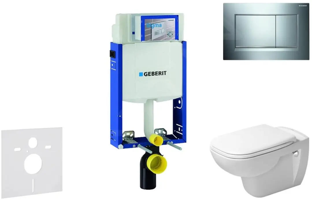Toiletset met Sigma30 bedieningsplaat, glazend chroom/mat chroom + Duravit D-Cod