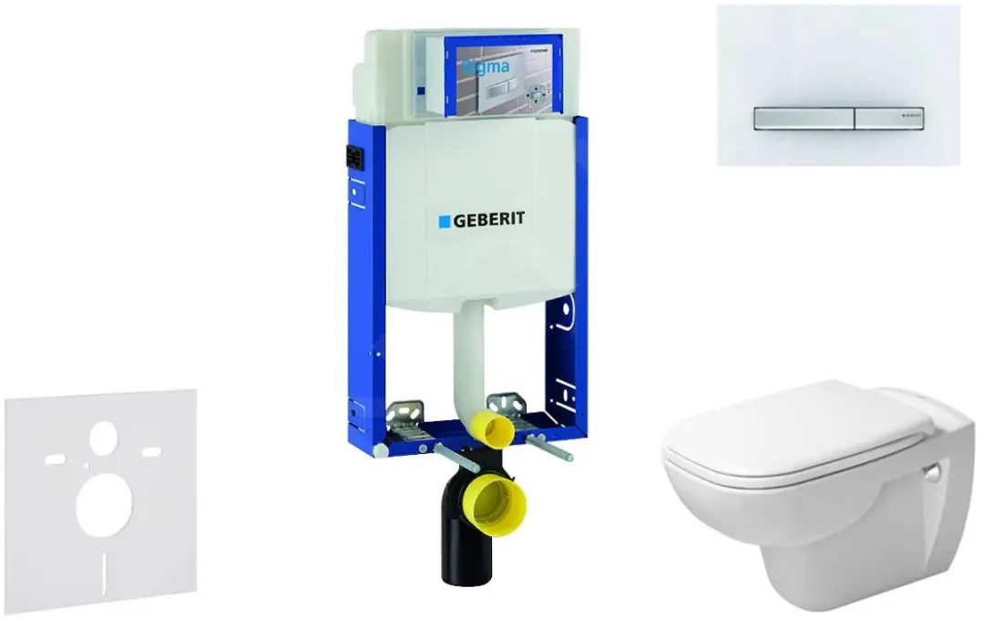 Toiletset met Sigma50 bedieningsplaat, alpine wit + Duravit D-Code hangend toile